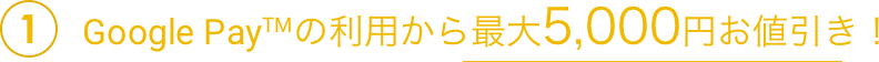 1Google Payの利用から最大5,000円お値引き!