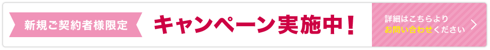 新規ご契約者様限定 キャンペーン実施中！ 詳細はこちらよりお問い合わせください