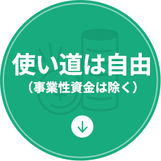 使い道は自由（事業性資金は除く）