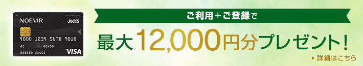 ご利用＋ご登録で最大12,000円分プレゼント！詳細はこちら