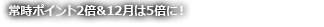 常時ポイント2倍&12月は5倍に！