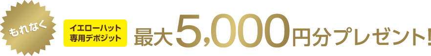 もれなくイエローハット専用デポジット最大5,000円分プレゼント!